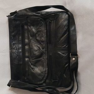 Black patch leather purse